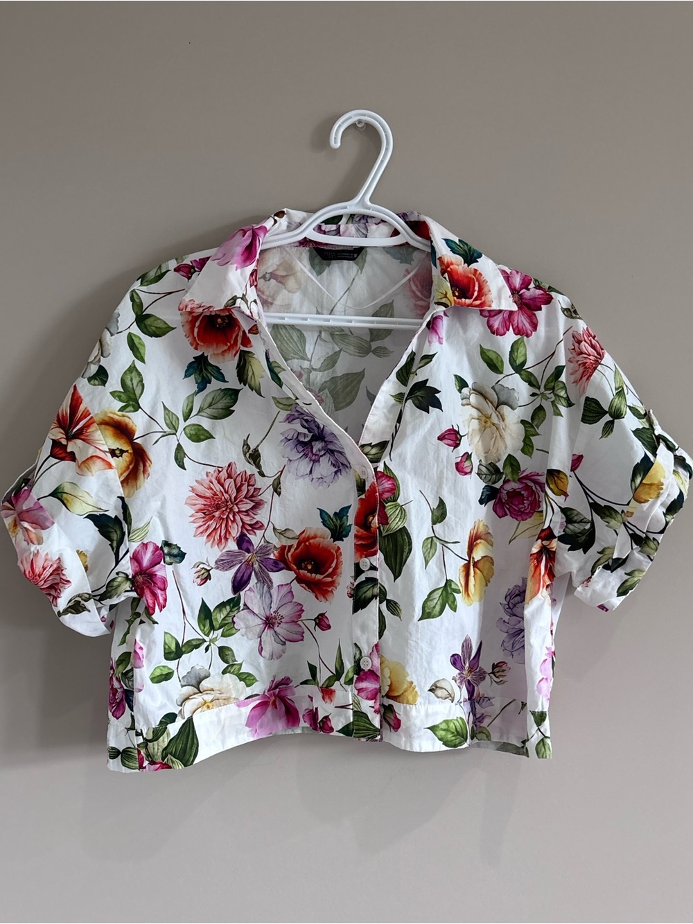 ZARA 100% Cotton Button Down Poplin short Shirt NWOT